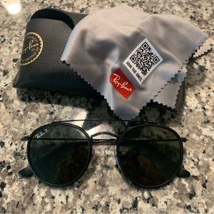 Ray-Ban Round Double Bridge Polarized Sunglasses RB3647N 002/58 51-22